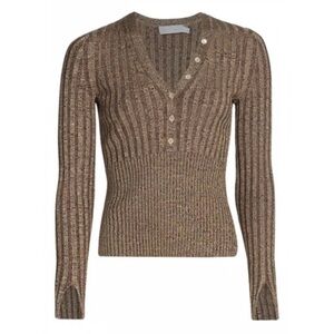 Jonathan Simkhai Ribbed V-Neck Sweater - Brown